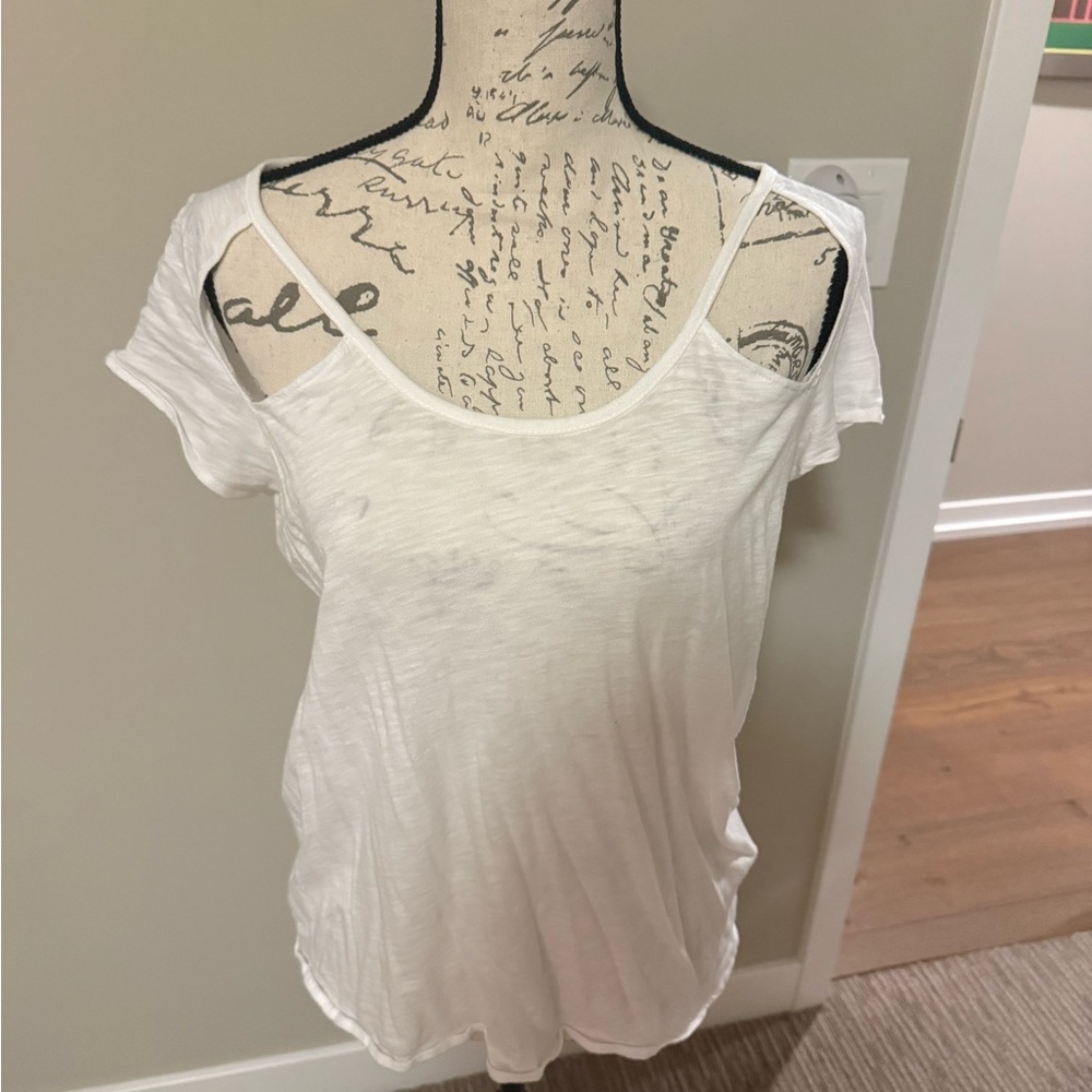 Chaser White Cuffed Sleeve Relaxed Tee
